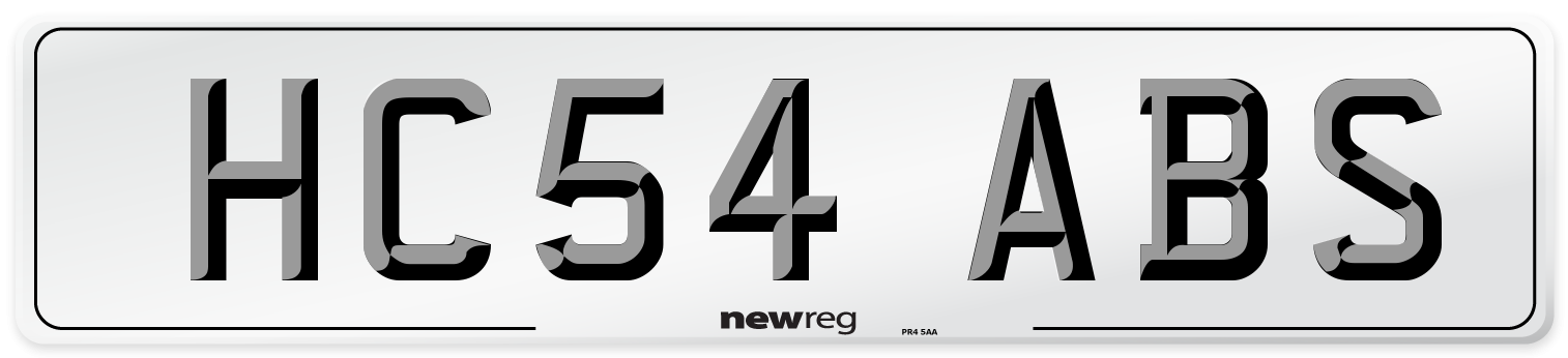 HC54 ABS Number Plate from New Reg